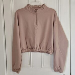 Ilus Label Women's XL Idol Cropped 1/4 Zip Sweatshirt Tuscany Pink Activewear